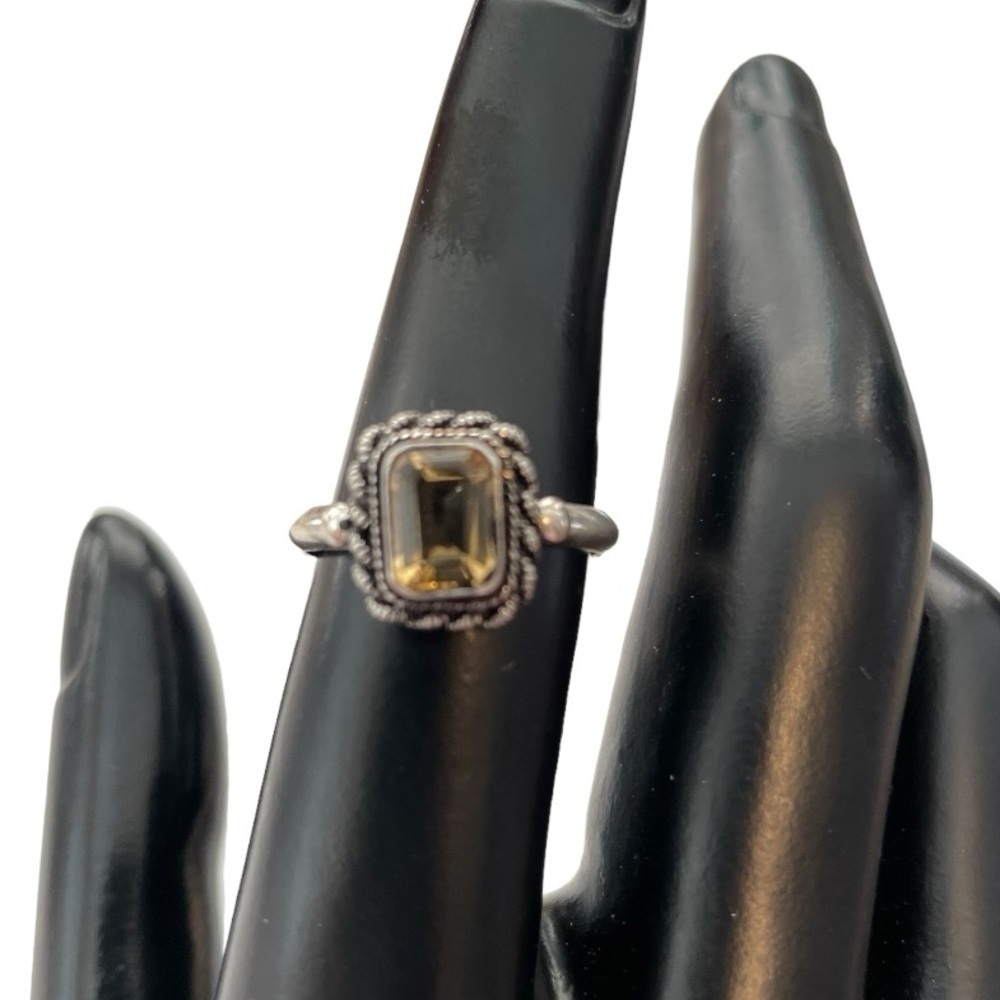Sterling Silver Citrine Rectangle Ring - image 1